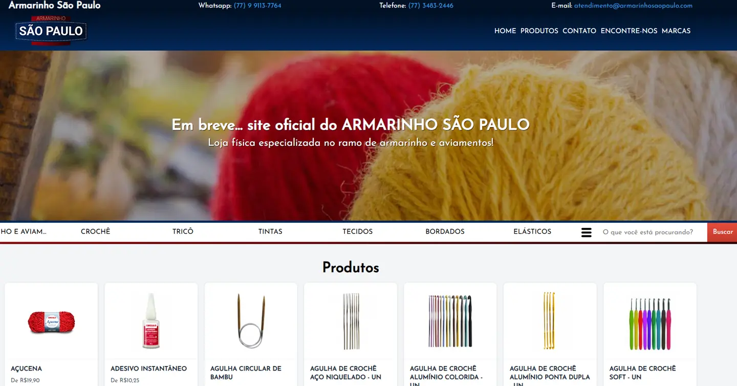 Página inicial do site do Armarinho São Paulo