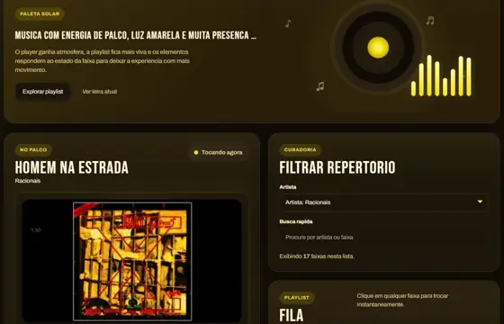 Tela inicial do player Racionais Experience