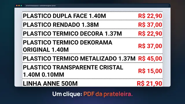 Tela do sistema Etiquetas de preço