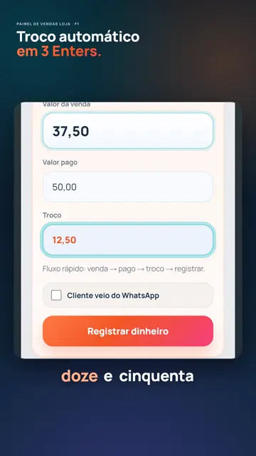 Tela do sistema Troco automático